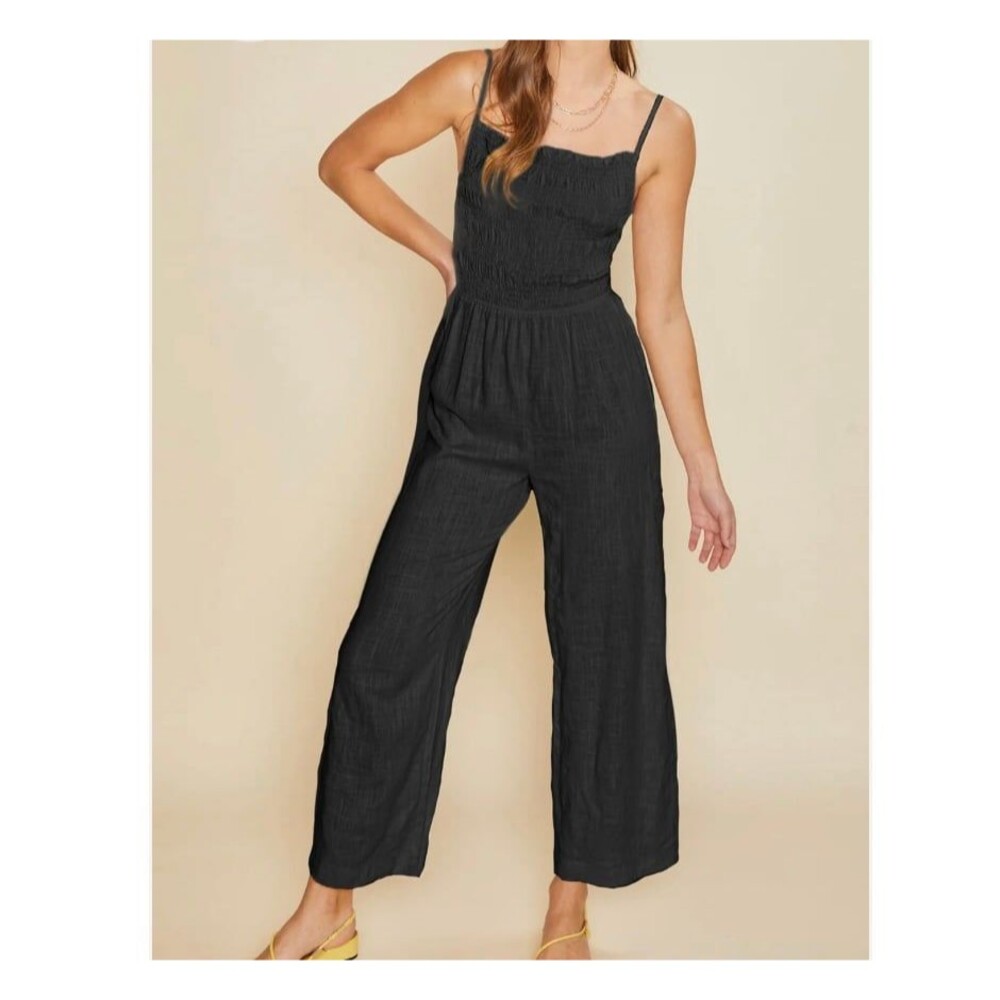 ANNIEWEAR Little Black Smocking Jumpsuit Size XL New With Tag